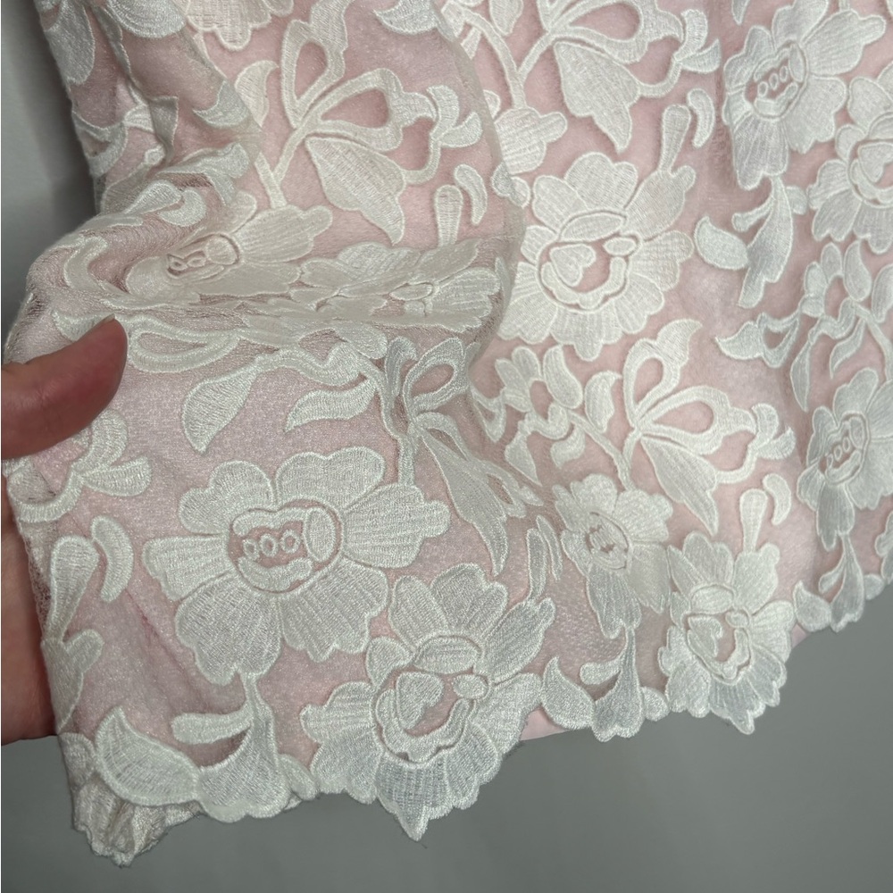 Karl Lagerfeld Baby Pink White Lace Overlay Dress - Picture 4 of 10
